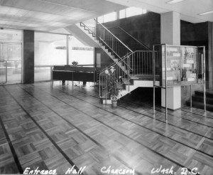 Reception desk in Entrabce Hall, 1960.