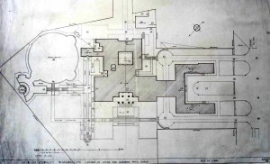 Lutyens' layout of buildings, with residence on the left, facing south-east, and chancery on the right, facing north- east to Massachusetts Avenue.