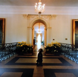 Standing on the bridge, looking down the principal residence corridor.
