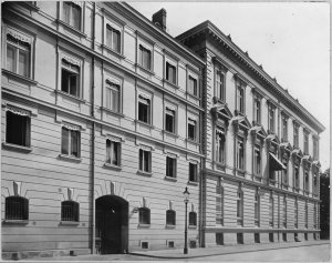 Embassy frontage to Jauresgasse. The entrance at left was into stable yard and staff quarters.