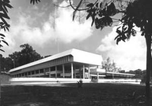 35. Singapore. Designed by one of the most gifted of all in-house architects, Ken Campbell. Beyond the pavilion in the centre, there is now a British Council building in similar vein.