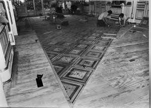 Relaying the Ballroom floor, 1974.