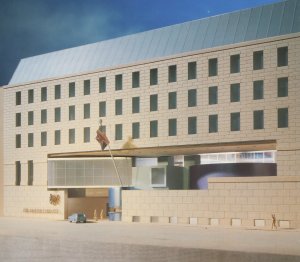 Michael Wilford's model of his competition-winning scheme.