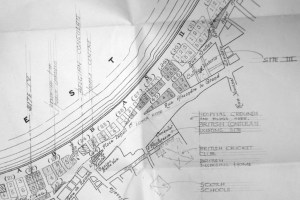 1925 plan of central Alexandria, with triangular consulate site acquired in 1900 marked.