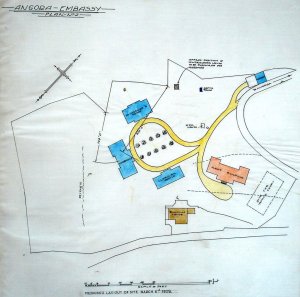 Compound layout idea, 1929: First Building in red.