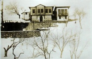 Looking west up the hill at Salih Bey's house, 1929.