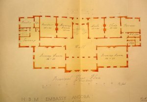 First (principal) floor plan of residence, 1937.