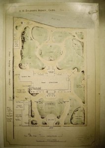 Huntley's plan drawing of completed house and garden, 1894.