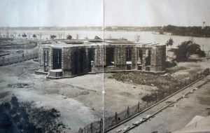 Unfinished building on Bacos site, 1924.