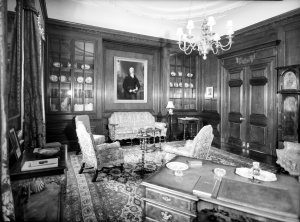 Library, with imbuia wood panelling, 1950.