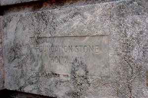 The foundation stone, laid by Lady Gainer on 22 March 1947.