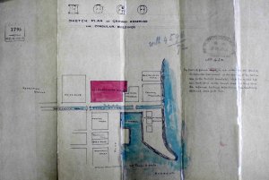 Location of site selected for consulate at Kobe in 1868, close to the Custom House.