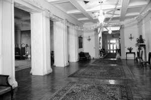 Residence corridor, looking towards entrance, with ballroom on the left.