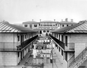 The 'village' of local staff quarters at the north end of the compound.