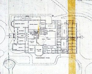 Ground floor plan of minister's residence, 1920.