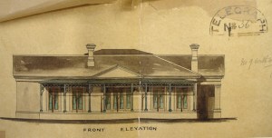 Front elevation of bungalow for secretary of legation, 1871.