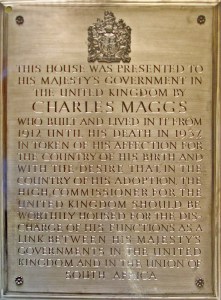 The plaque that records the gift of Greystoke to HMG. 