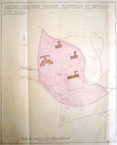 Bungalows as built: minister's at south, nos. 1 & 2 at west, no. 3 at east, and no. 4 at north.