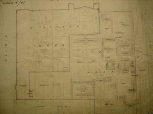 1906 plan of the compound, greatly enlarged to the north-west by the military area with barracks and hospital, and to the south-west by the recreation grounds.