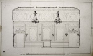 Clarke's sketch for internal plasterwork, 1875.