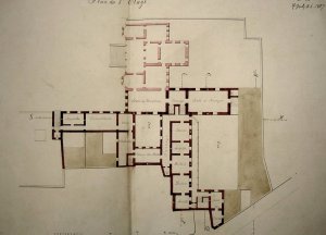 Another 1860s drawing of residence layout, with reception and dining rooms directly accessible from the other formal rooms.