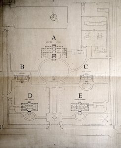 Siteplan as executed, 1924, (with later House letters).