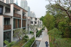 Completed terrace of staff accommodation, looking north, 2009.