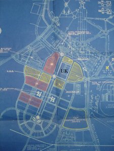 Diplomatic enclave plan, with final UK site selection, 1950.