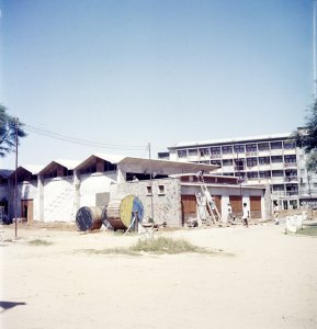 Services building, under construction, 1957.