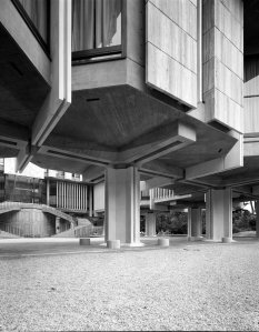 Looking north across court to grand stair, 1971.