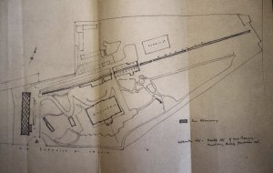 Sketch by Eric Bedford to show where a chancery building might be sited at Villa Wolkonsky, 1954.