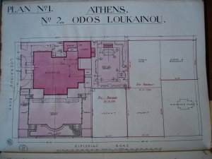 Siteplan of residence and vacant plots, c. 1950.