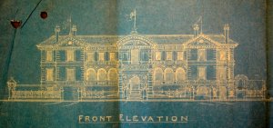 Front elevation of discarded proposal by Adams Broad, 1924.