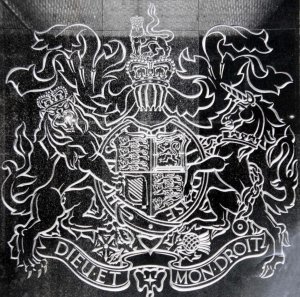 Coat of arms in situ, 1964.