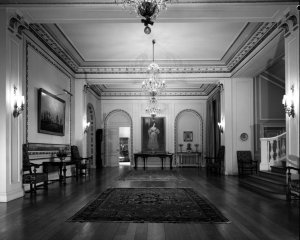 Inner hall, looking towards the study, 1965.