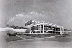 Perspective sketch of proposal by Eric Bedford (by courtesy of Ann Snow), 1963. 