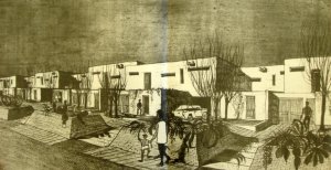 Sketch of proposed junior staff housing, 1965.