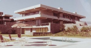 South end of residence, from pool area, 1976. 