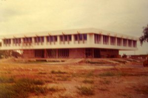 The offices, in the grounds of Trafalgar House, nearing completion in 1976.