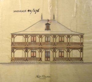 Somewhat fanciful elevation proposed by local architect, 1891.