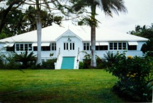 Garden view of residence, 1970s.