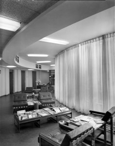 Communal space over-looking court, 1966.