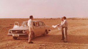Selecting the site, November 1978. L to R: WJA Buckley FCO, JR Nicol DEMOS, DI Lewty, head of chancery Jedda.