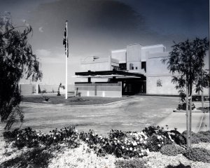 Entrance view of residence, 1985.