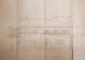 Garden elevation of Ashton house, 1944.