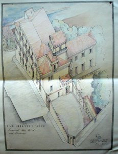 Proposal for new porch and driveway,by architect Howard Jones, 1940.