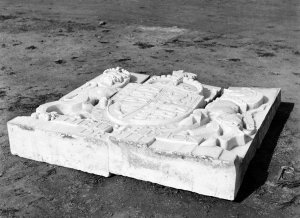 Coat of Arms, awaiting installation, 1954.