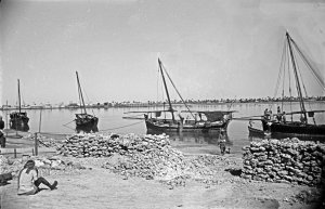 The arrival of building materials, 1952.