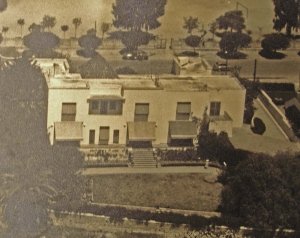 Aerial view of consular house, viewed from garden side, 1958.